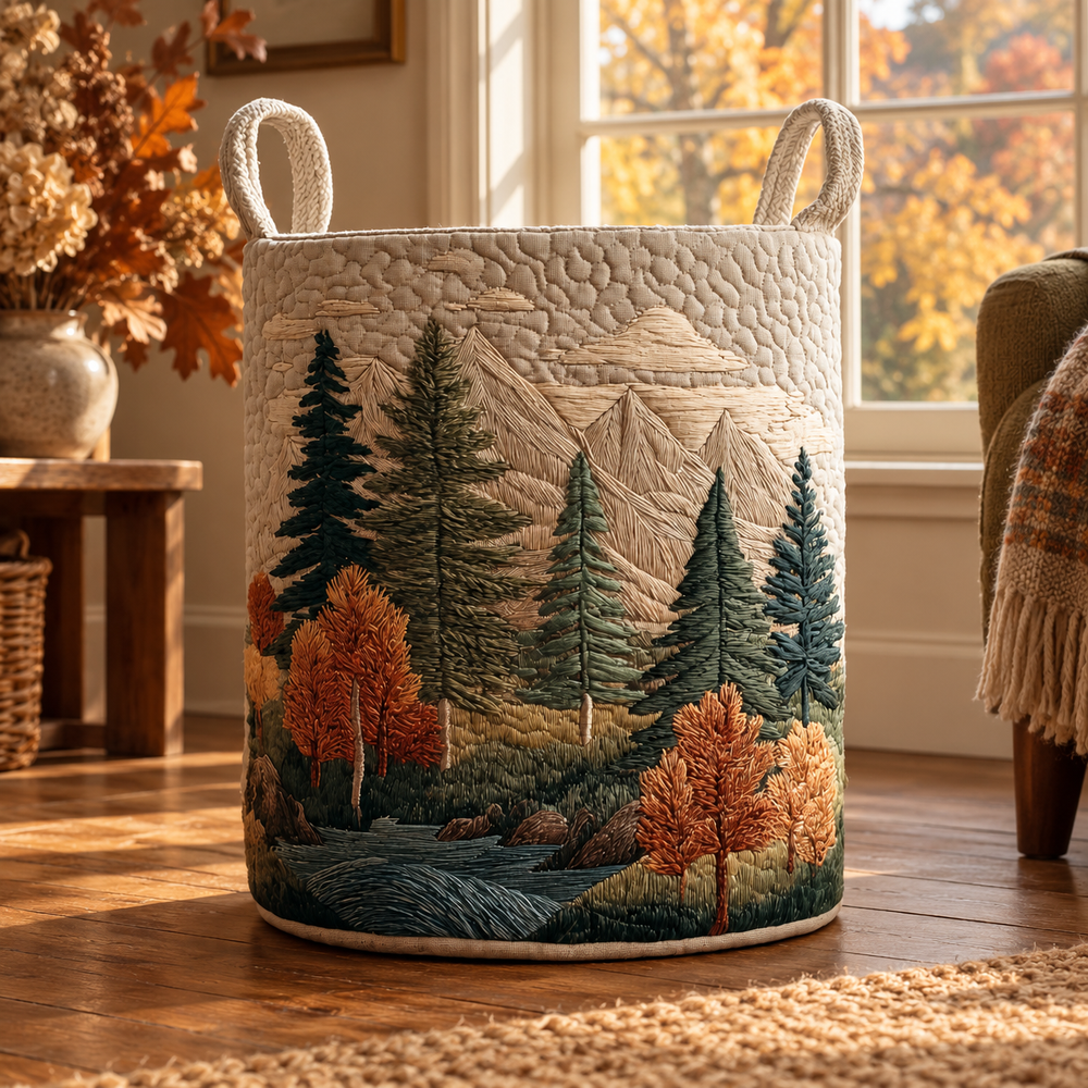 Noemi | Hand-Quilted Laundry Basket in an autumn interior