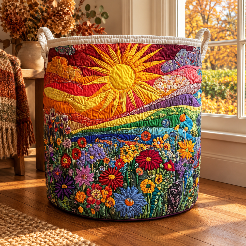 Amelia | Hand-Quilted Laundry Basket in an autumn interior