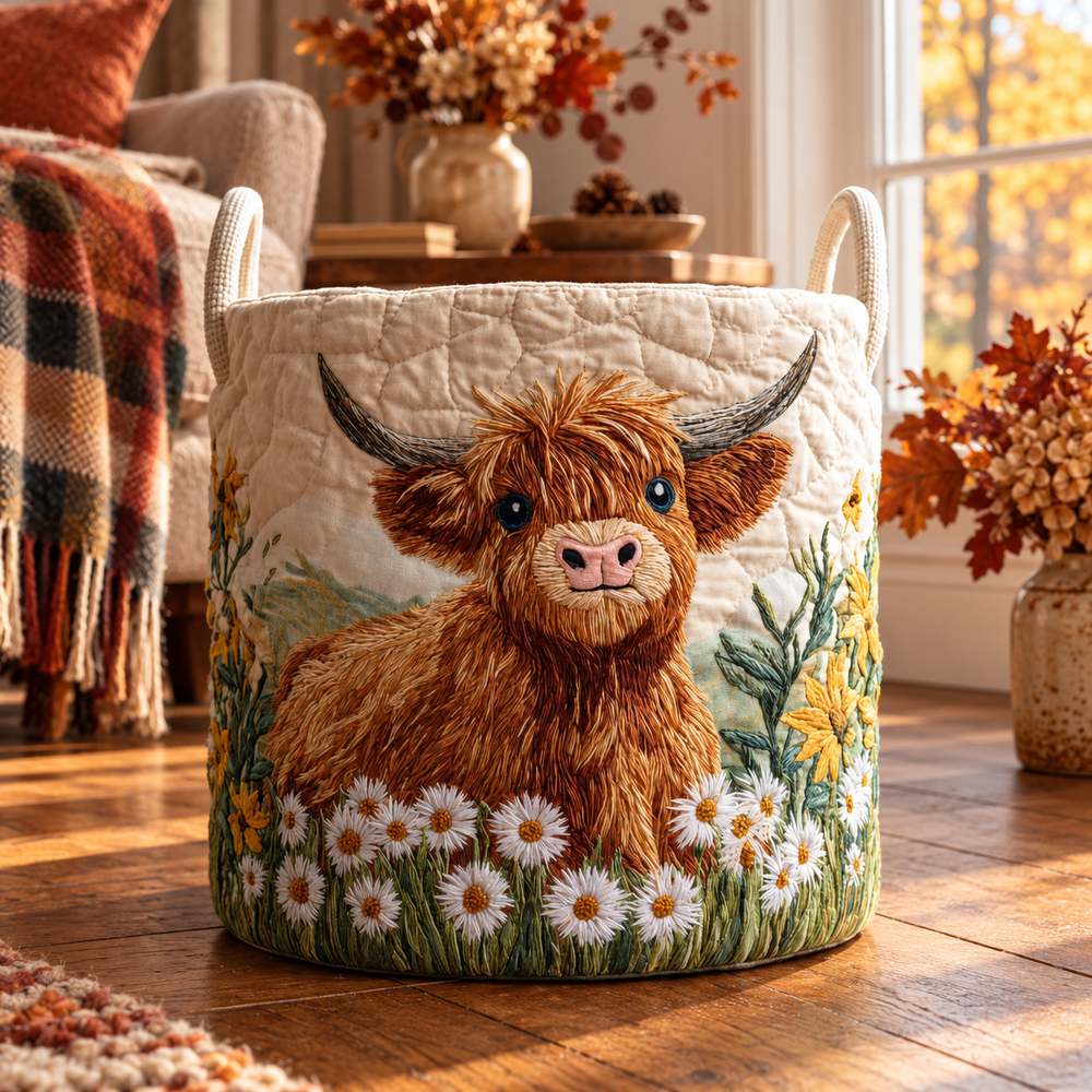 Erica | Hand-Quilted Laundry Basket in an autumn interior