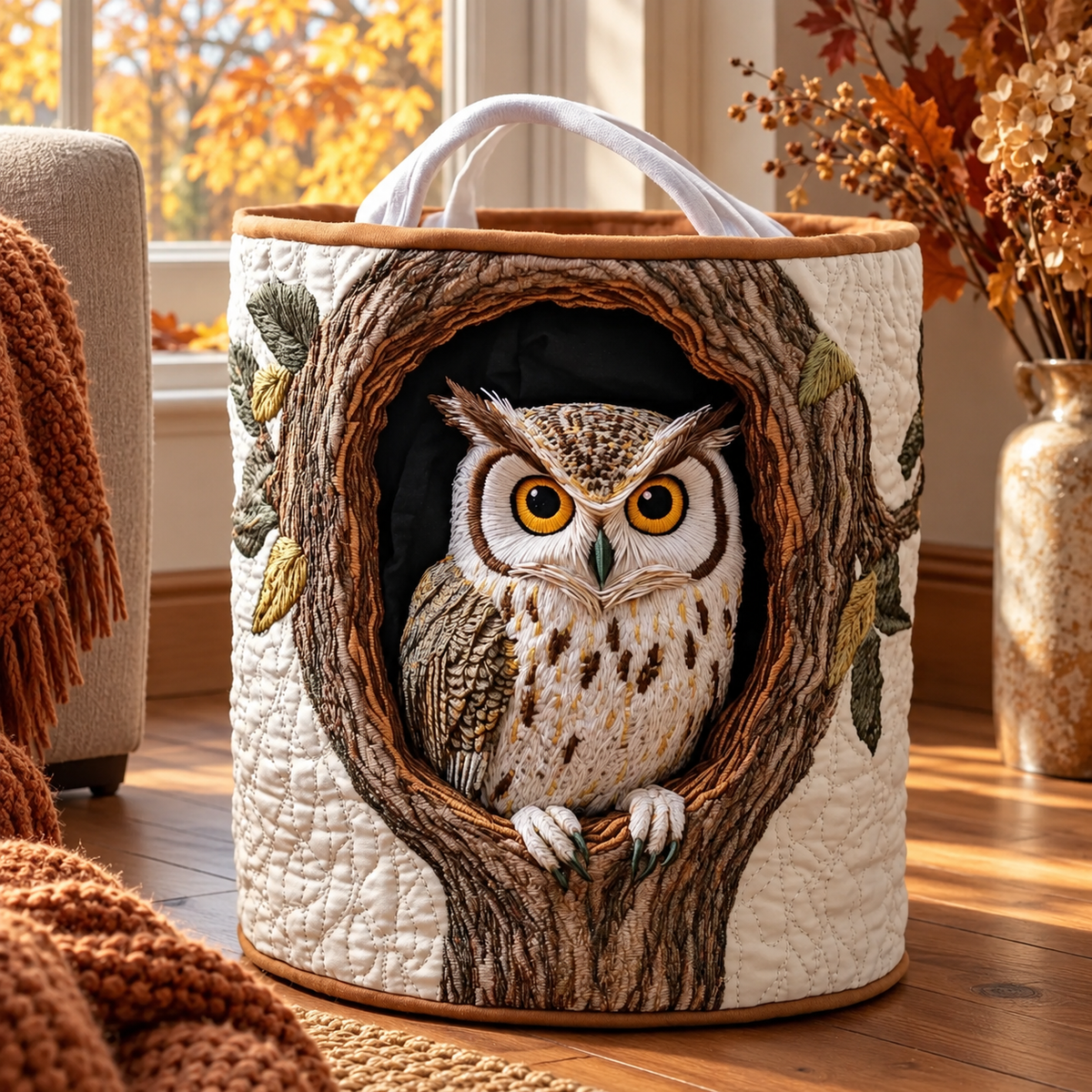 Fernanda | Hand-Quilted Laundry Basket in an autumn interior