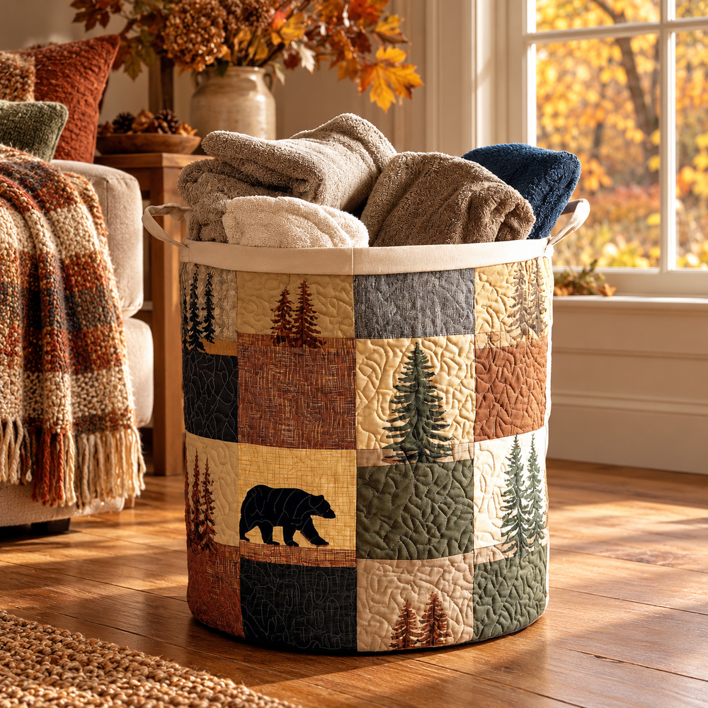 Silvana | Hand-Quilted Laundry Basket in an autumn interior
