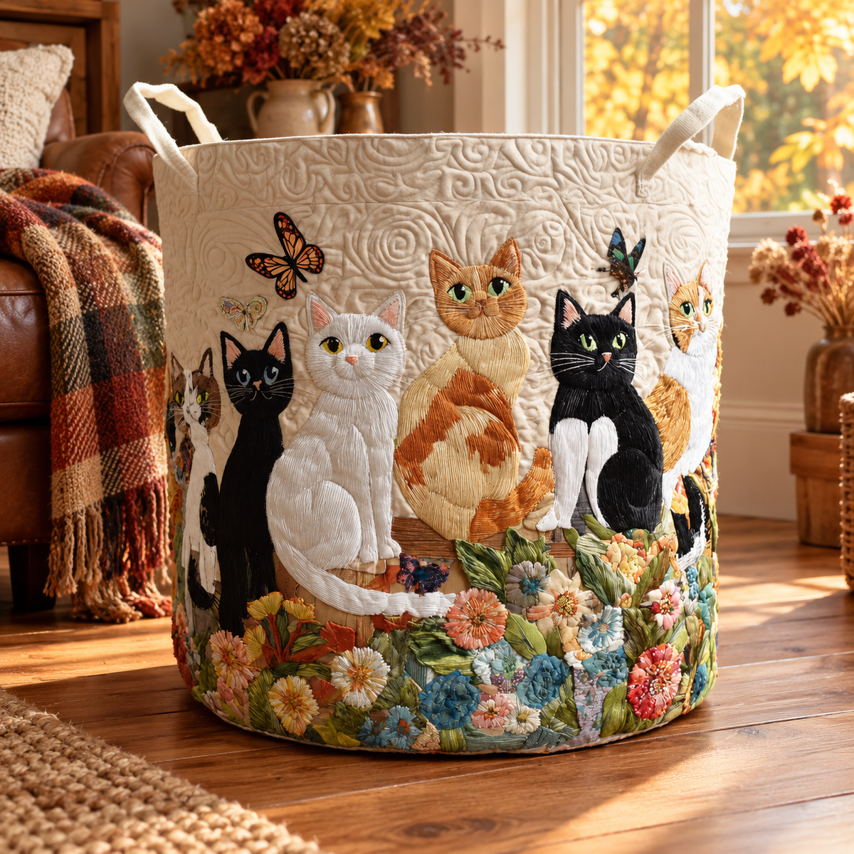 Grazia | Hand-Quilted Laundry Basket in an autumn interior