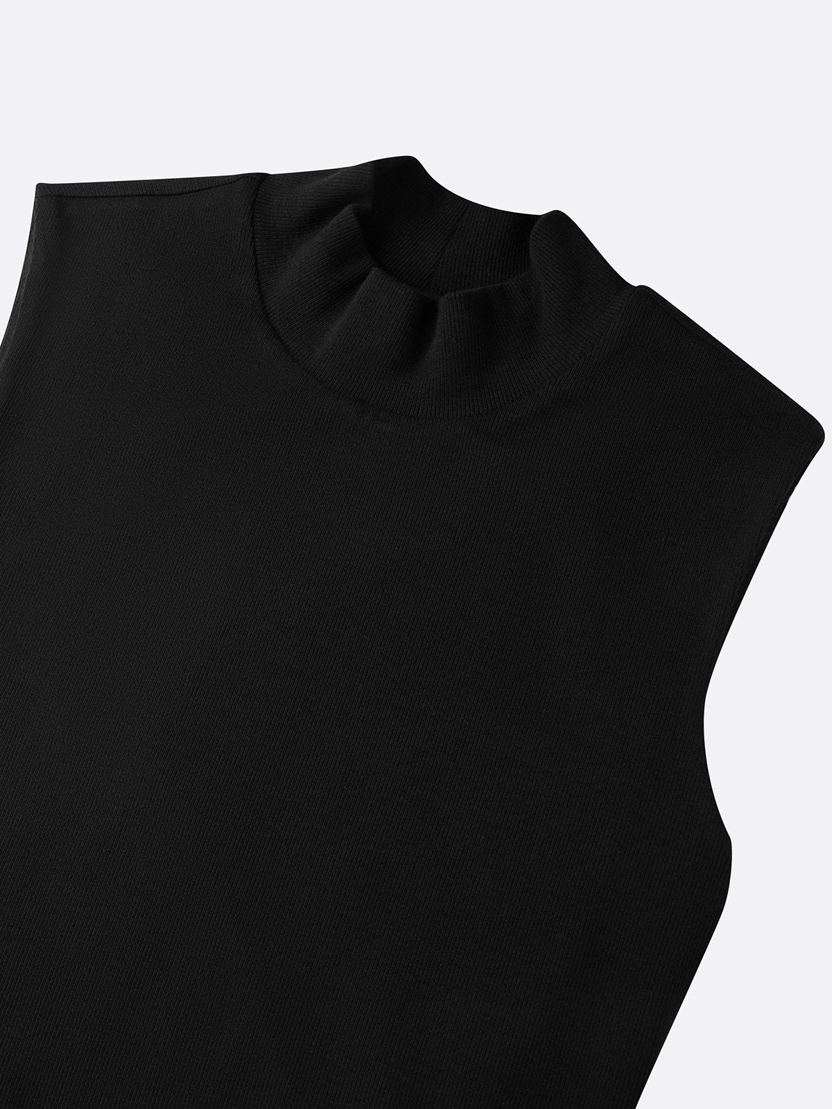 Annwen high-neck flocked tulle midi dress in Black, high neck detail