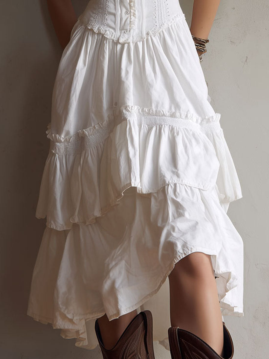 Rosanna | Lace-Trimmed Tiered Midi Dress