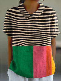 Eva | Bold Stripes and Color Block Blouse