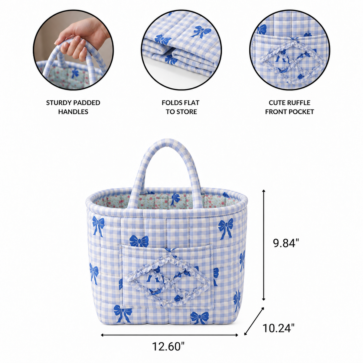 Bonnie basket — features and dimensions in inches