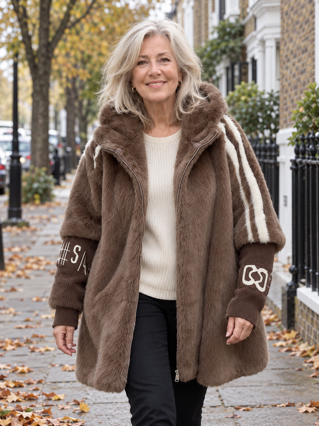 Branwen jacket in London autumn - brown front