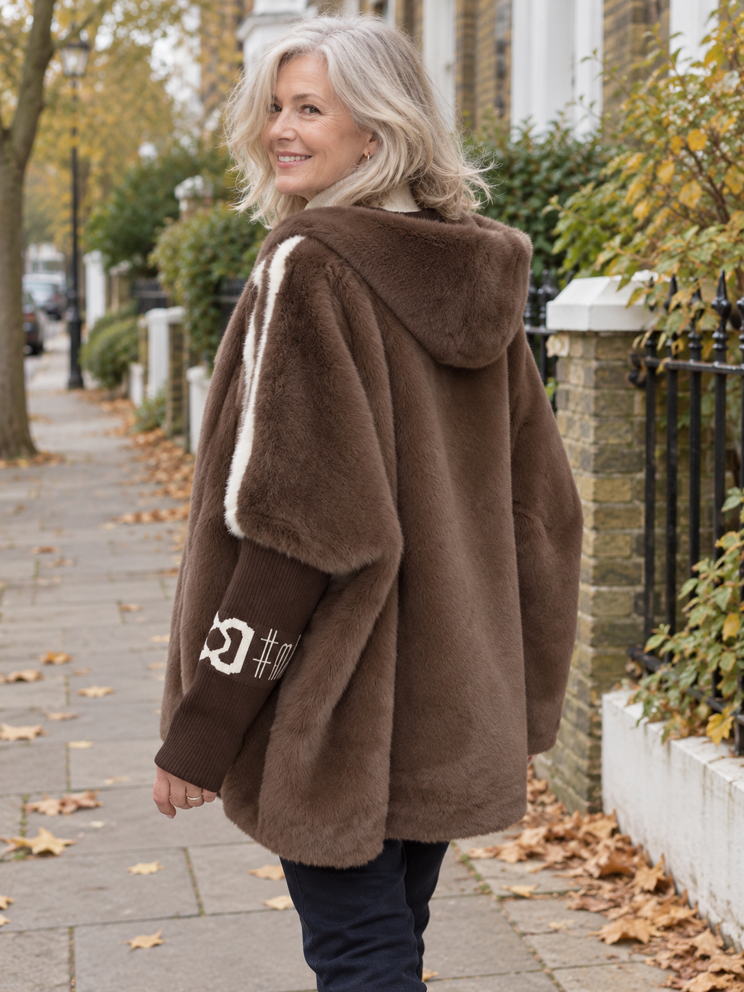 Branwen jacket in London autumn - brown back