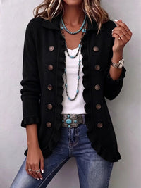 CAMILA | BLACK KNIT RUFFLE JACKET