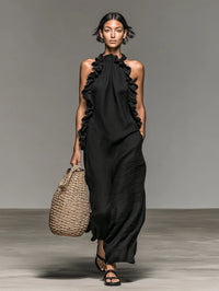 ALIETTE – FLOWY MAXI DRESS WITH RUFFLES AND POCKETS