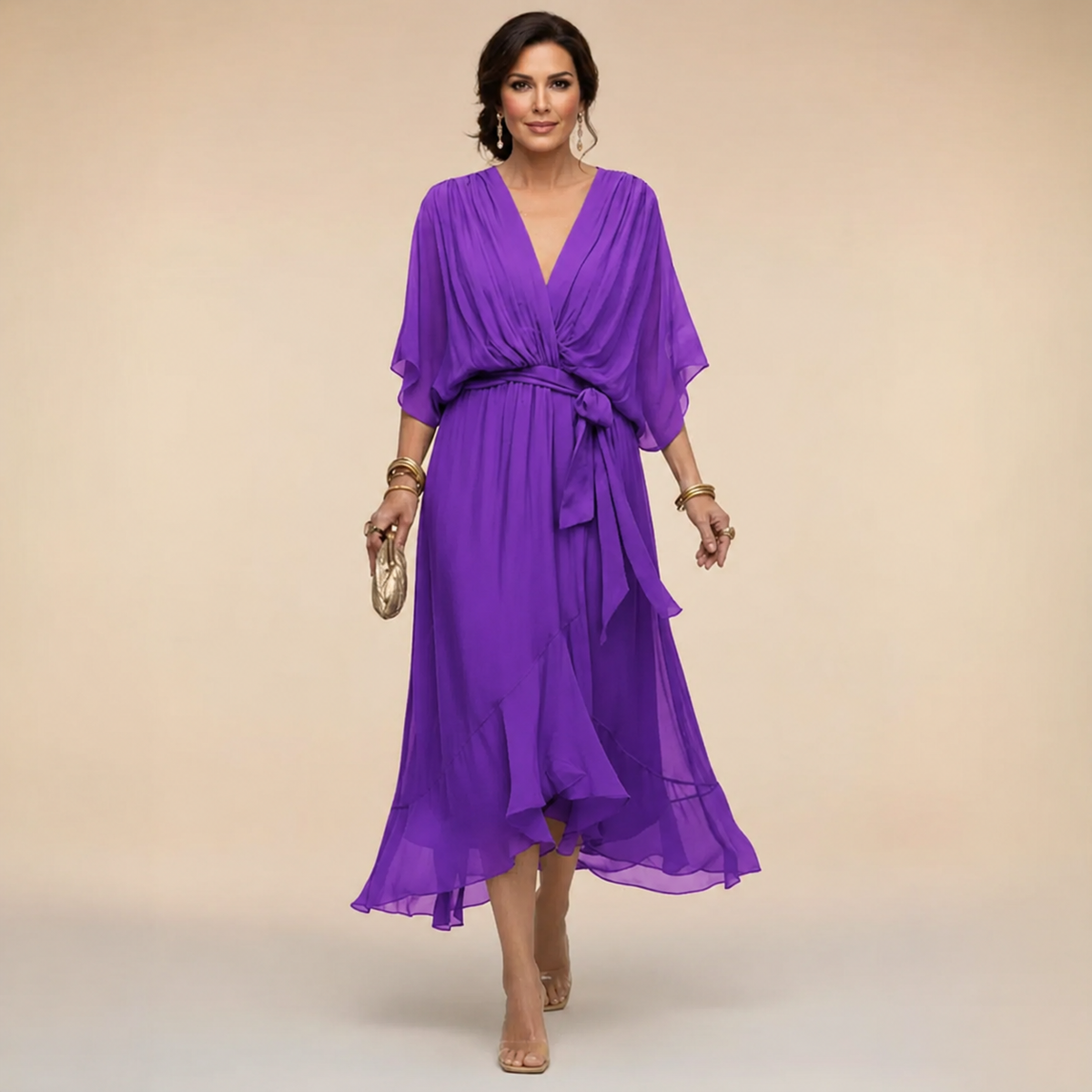 Monica v-neck wrap midi dress, view 11