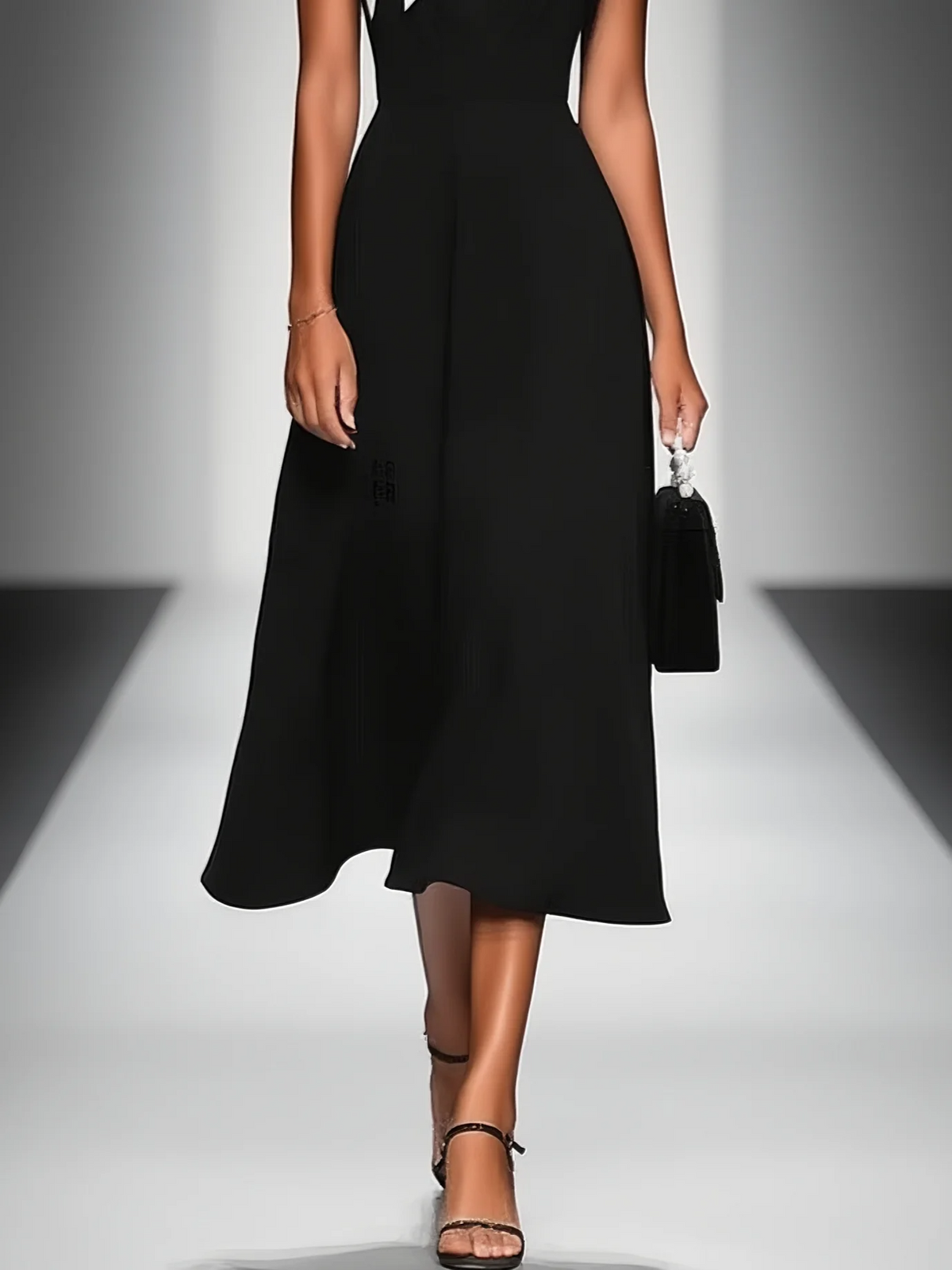 June colourblock square-neck midi dress, view 4
