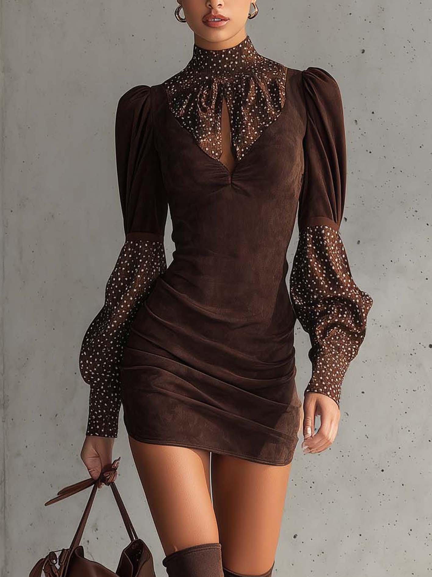 PAULLY | ARTIFICIAL SUEDE BODYCON DRESS