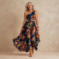 CELESTE | ONE-SHOULDER FLORAL MAXI DRESS