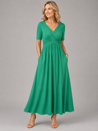 Angela | Crossover V-Neck Ankle-Length Dress