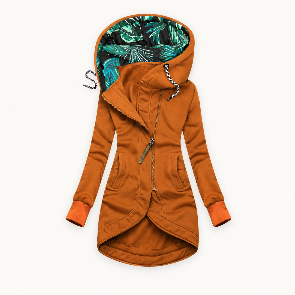 Etta hooded longline zip jacket, view 5