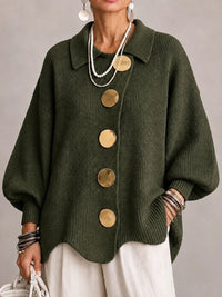 Elspeth | Oversized Ribbed Scalloped Cardigan