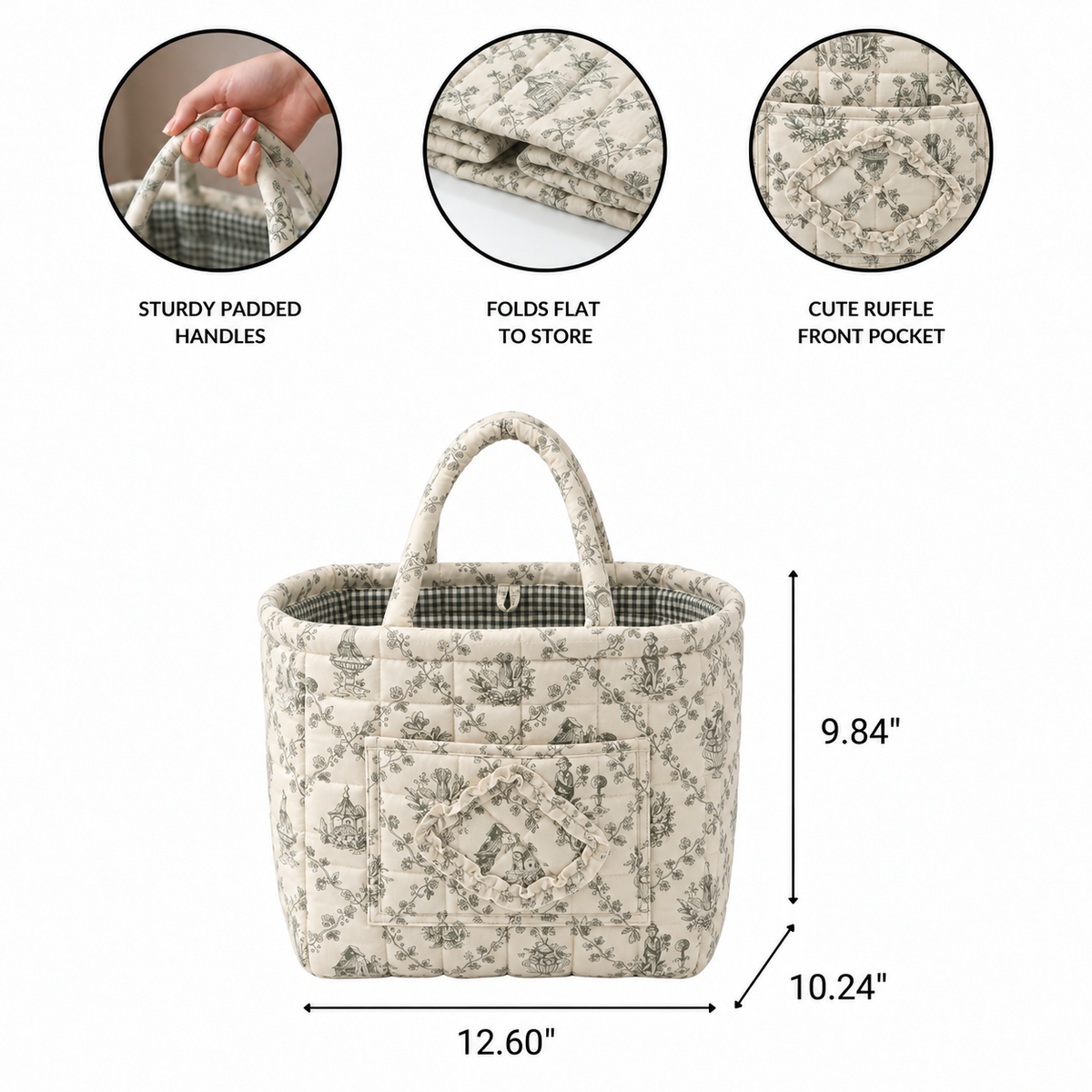 Clover basket — features and dimensions in inches