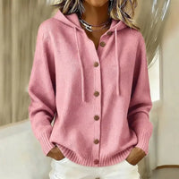 GOLDIE | HOODED BUTTON-FRONT KNIT CARDIGAN