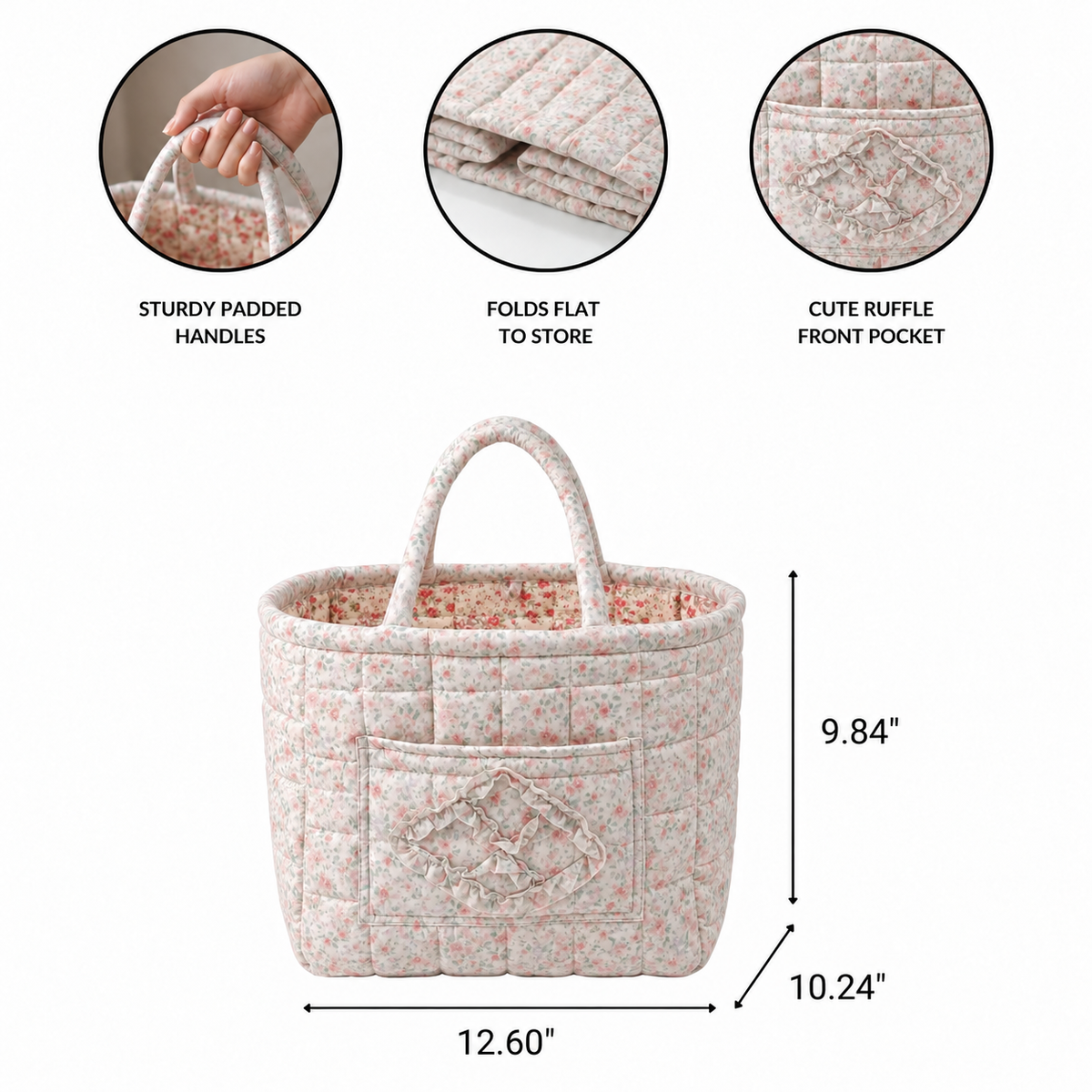 Dolly quilted basket — size guide in inches
