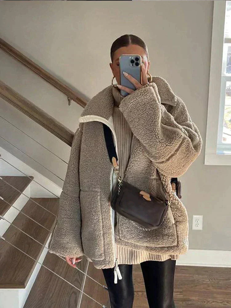 Silvana | Oversized High-Neck Teddy Jacket