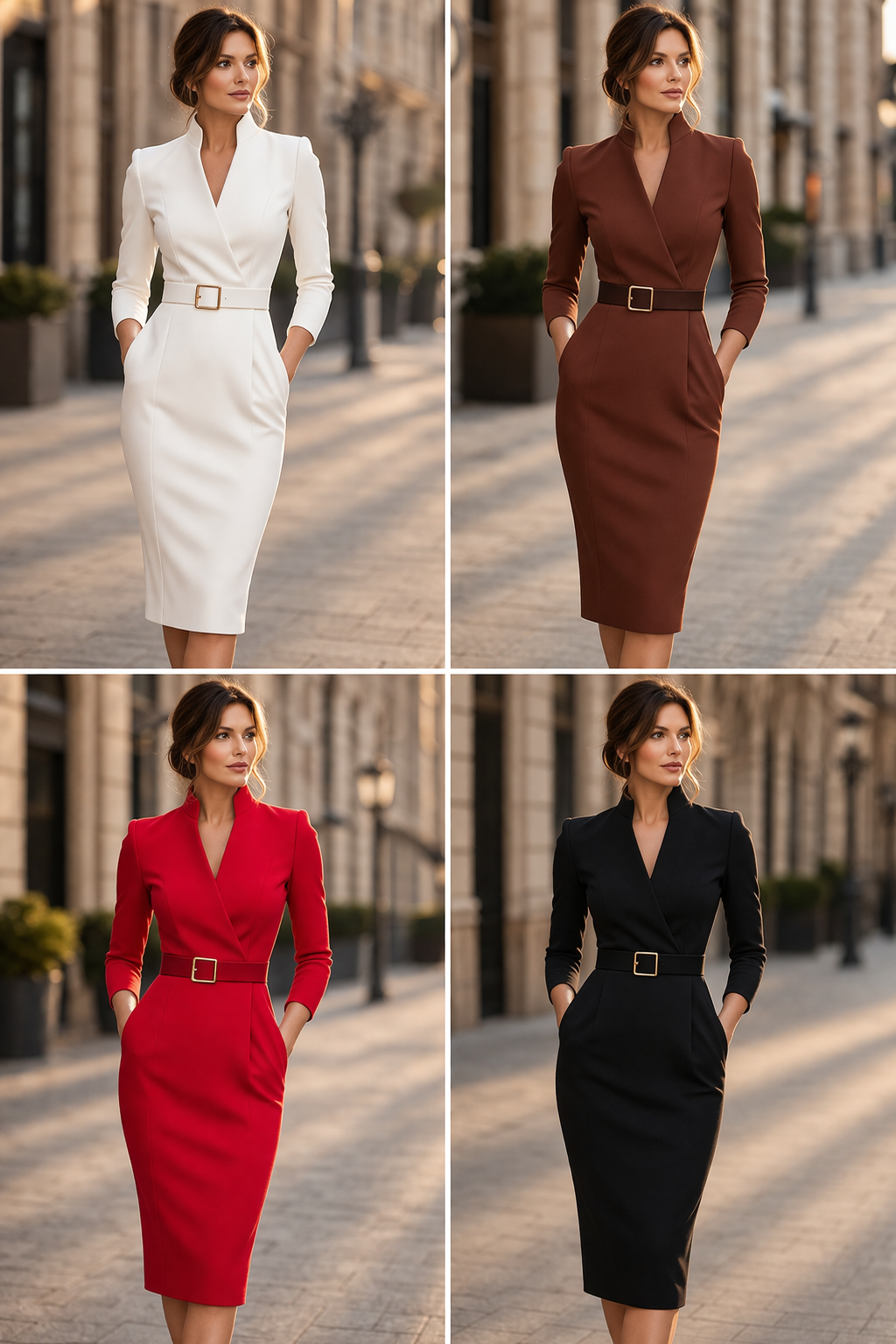 LIORA™ | Belted Wrap Midi Dress