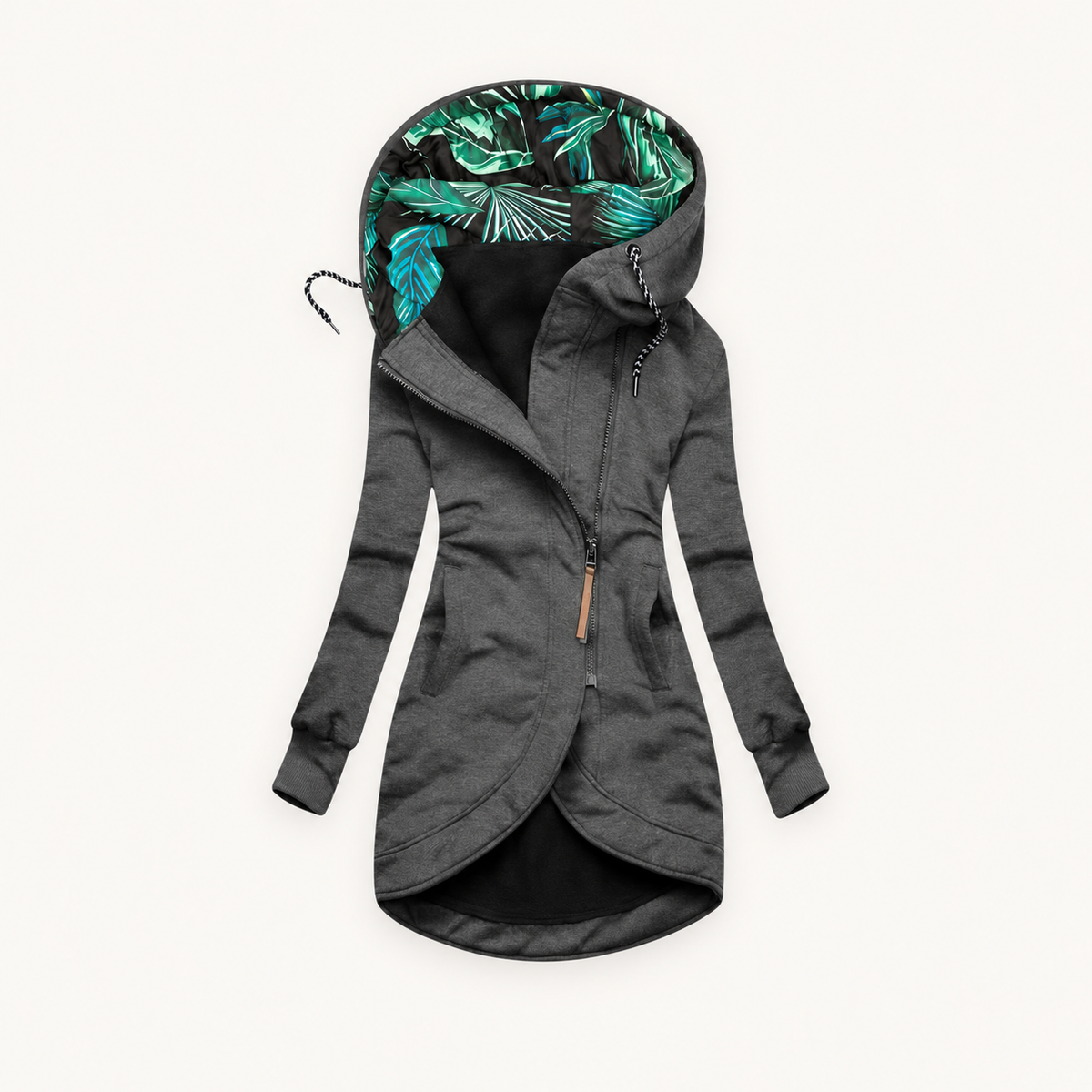 Etta hooded longline zip jacket, view 8