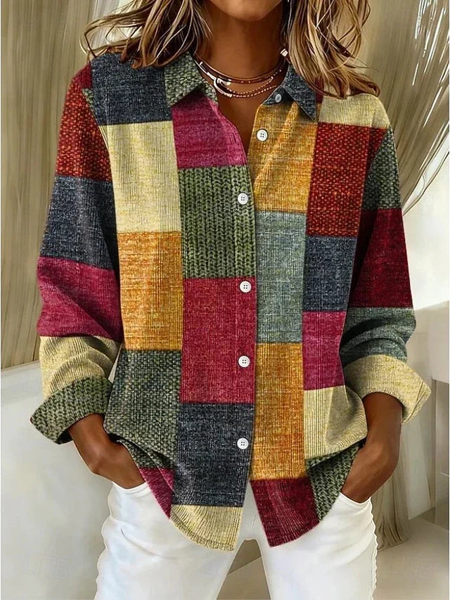 Merritt vintage patchwork blouse in multicolour, front view