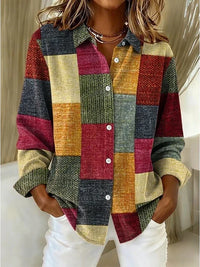 Merritt | Vintage Patchwork Button Front Blouse