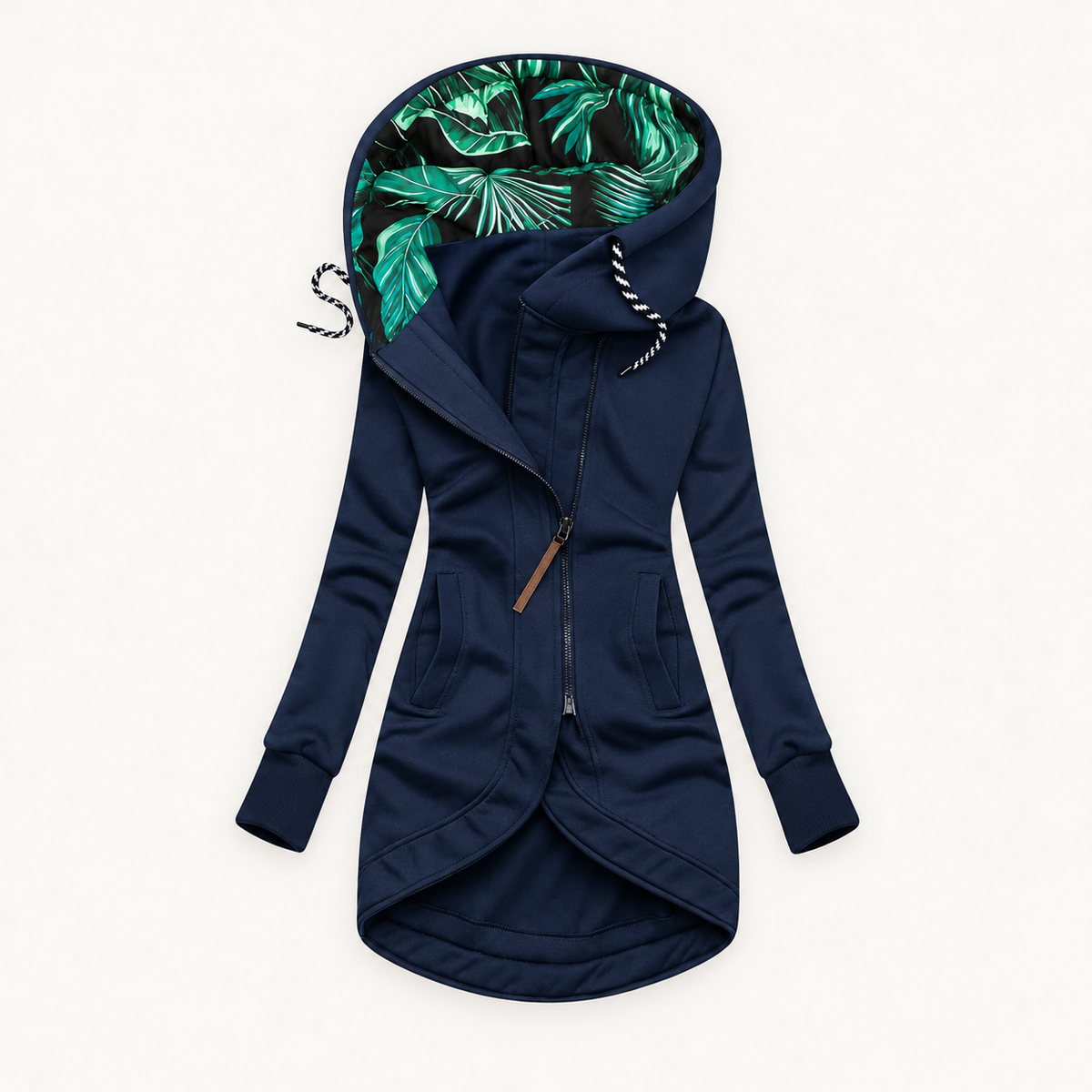 Etta hooded longline zip jacket, view 9
