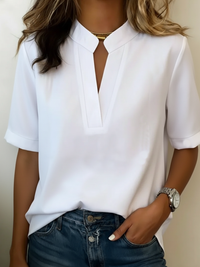 Margaux | Chic V-Neck Blouse with Gold Detail