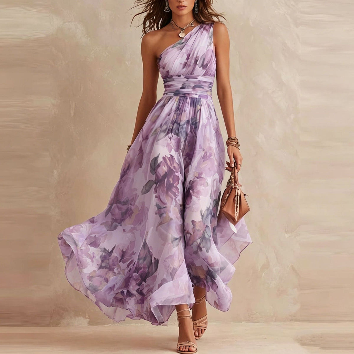 AURORA | ONE-SHOULDER FLORAL DRESS