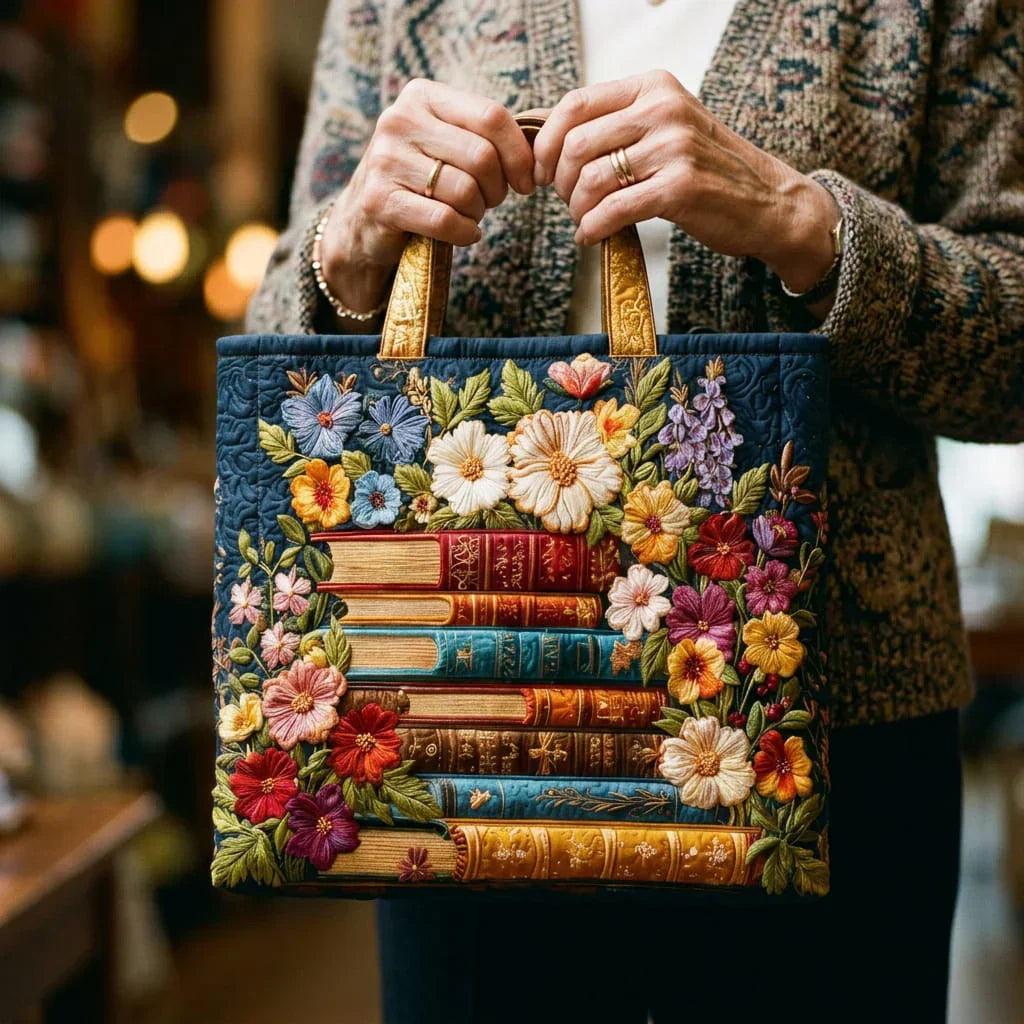 Handcrafted Bag | Floral Print and Books