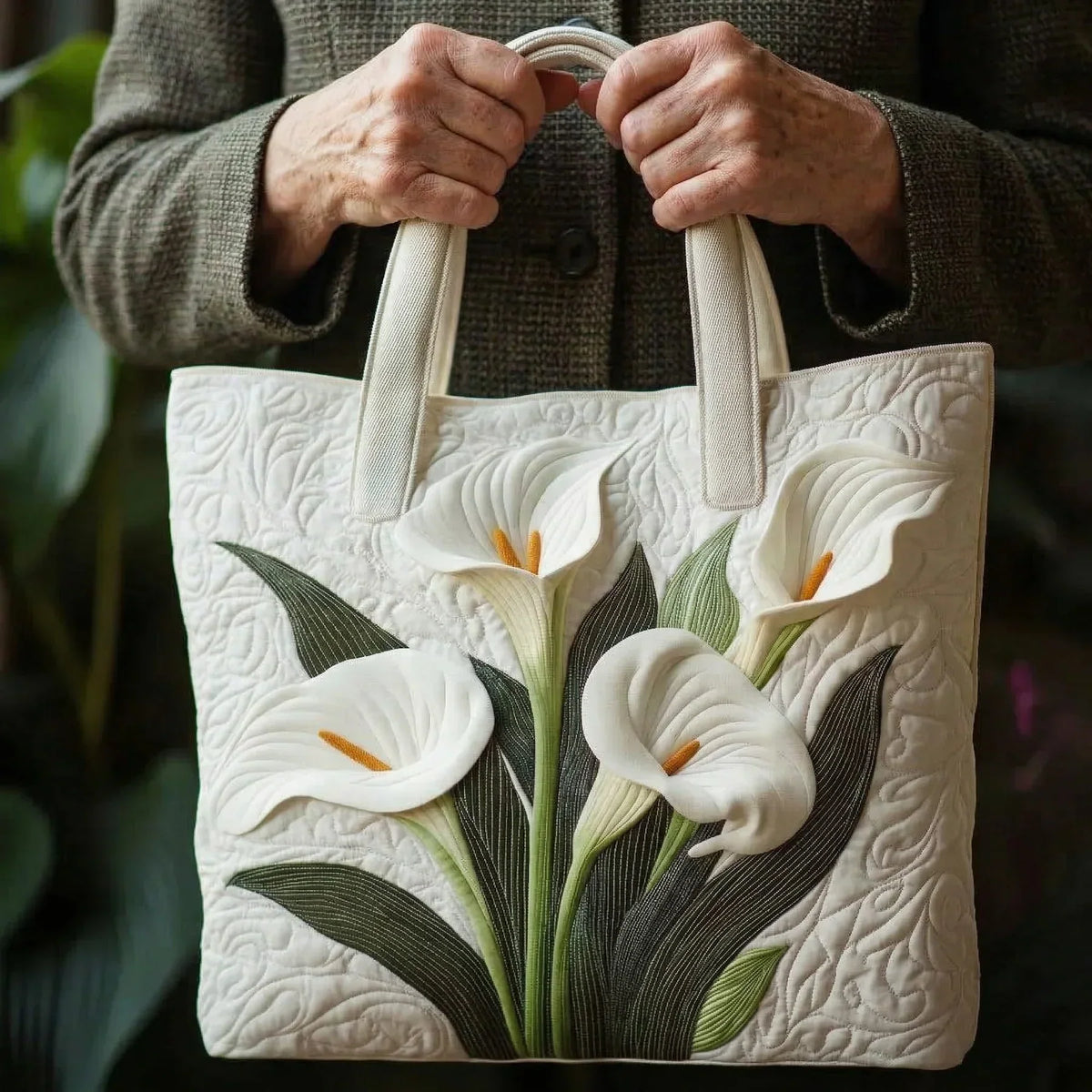 Handcrafted Bag | White Arum Lilies