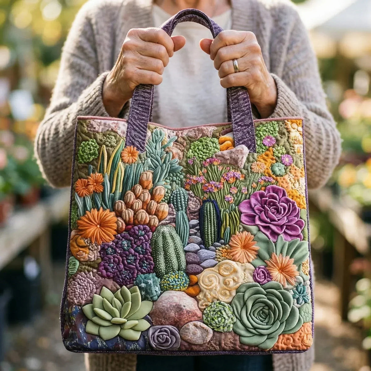 Handcrafted Bag | Succulent Garden