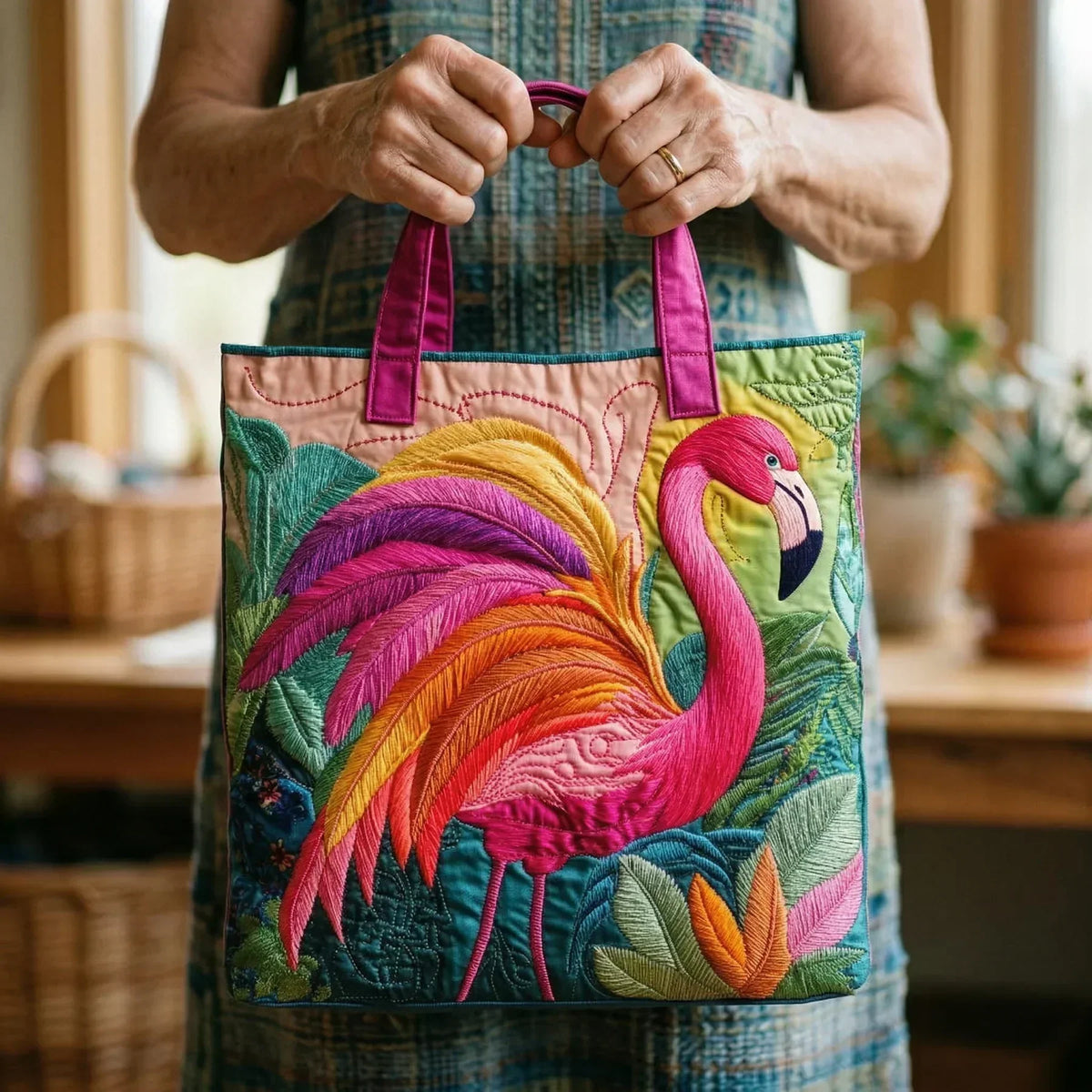 Handcrafted Bag | Rainbow Flamingo
