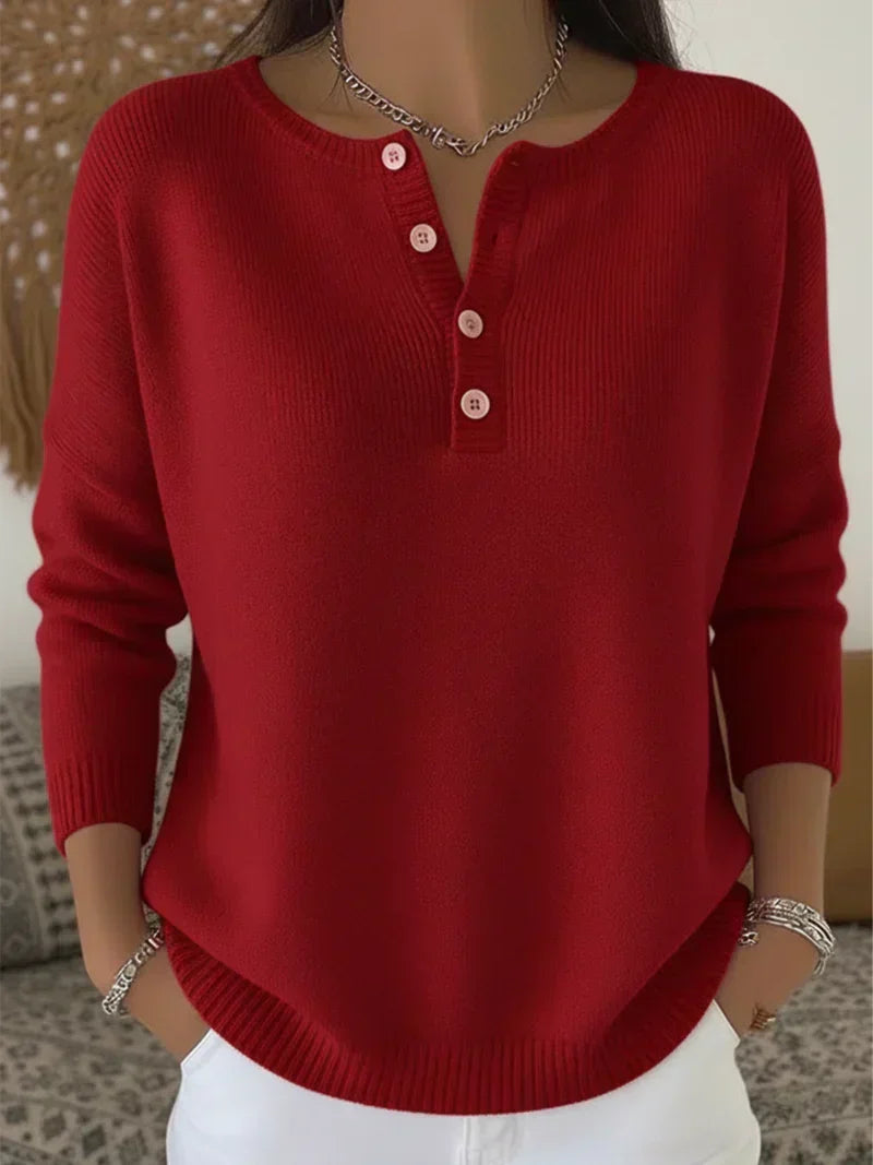 HELENA | HENLEY-BUTTON KNIT JUMPER