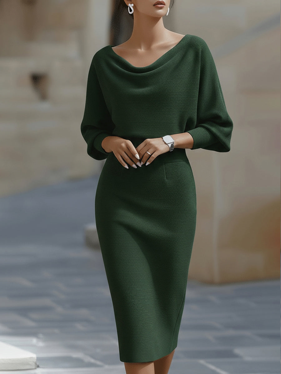 Cicely knit midi dress in green, front view