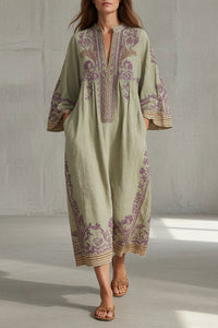 ROMOLA | EMBROIDERED MAXI DRESS WITH POCKETS