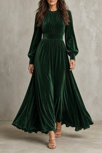 ANNALISE | VELVET MAXI DRESS WITH GATHERED BODICE