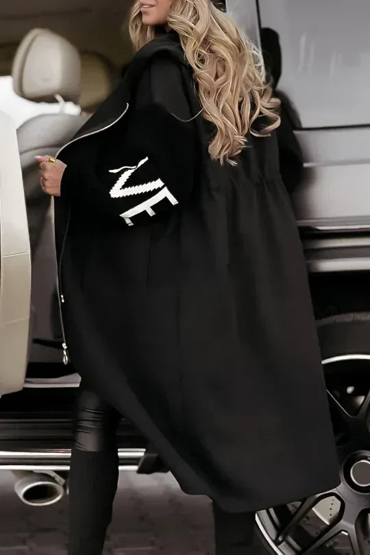 Anastasia | Water-Repellent Hooded Coat with Knit Sleeves