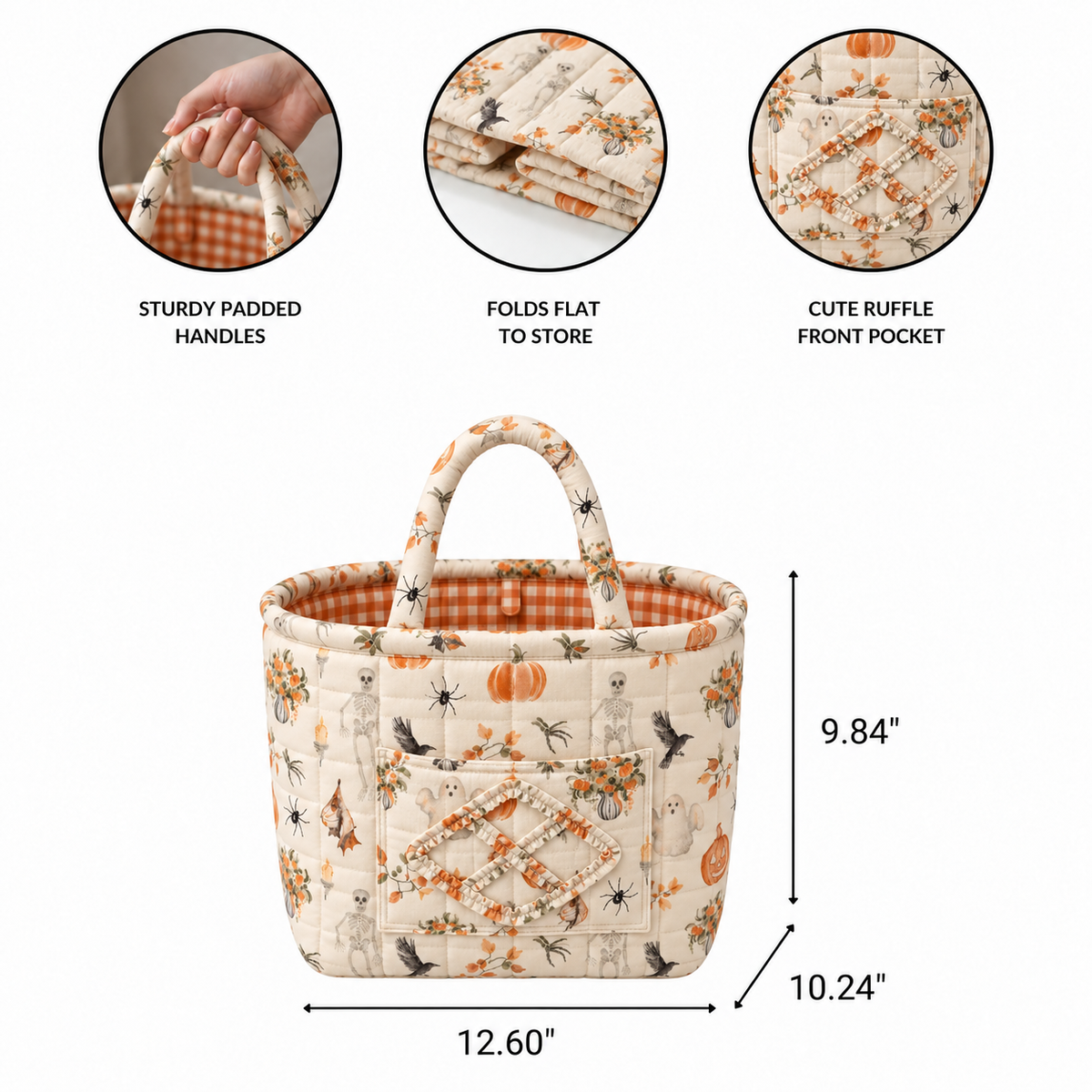 Hettie basket — features and dimensions in inches
