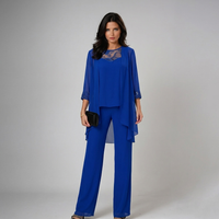 ALETHEA | CHIFFON THREE-PIECE TROUSER SET WITH LACE DETAIL