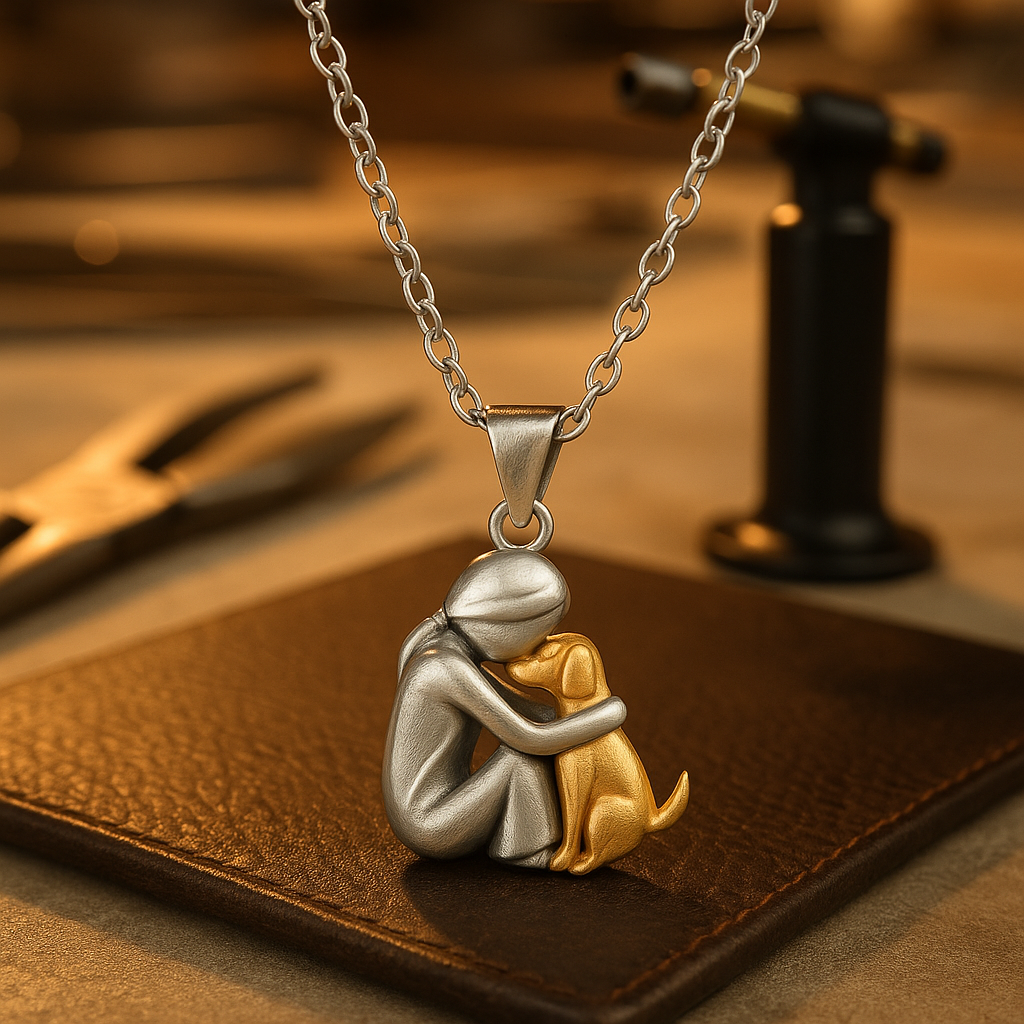 Eternal Friendship Pendant | Woman & Dog