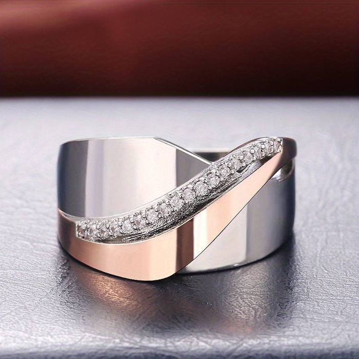 ROSE GOLD & SILVER ZIRCONIA RING