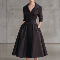 SIAN | SATIN-FINISH WRAP MIDI DRESS WITH SHAWL COLLAR