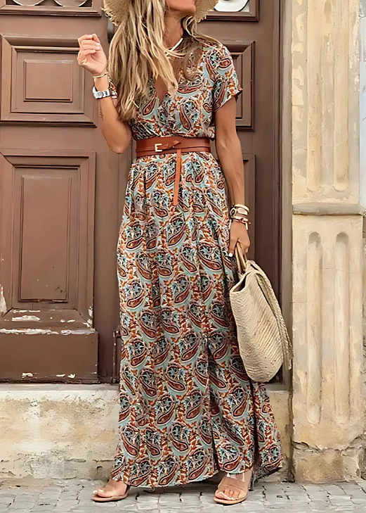 LIORA™ | Floral Belted Maxi Dress