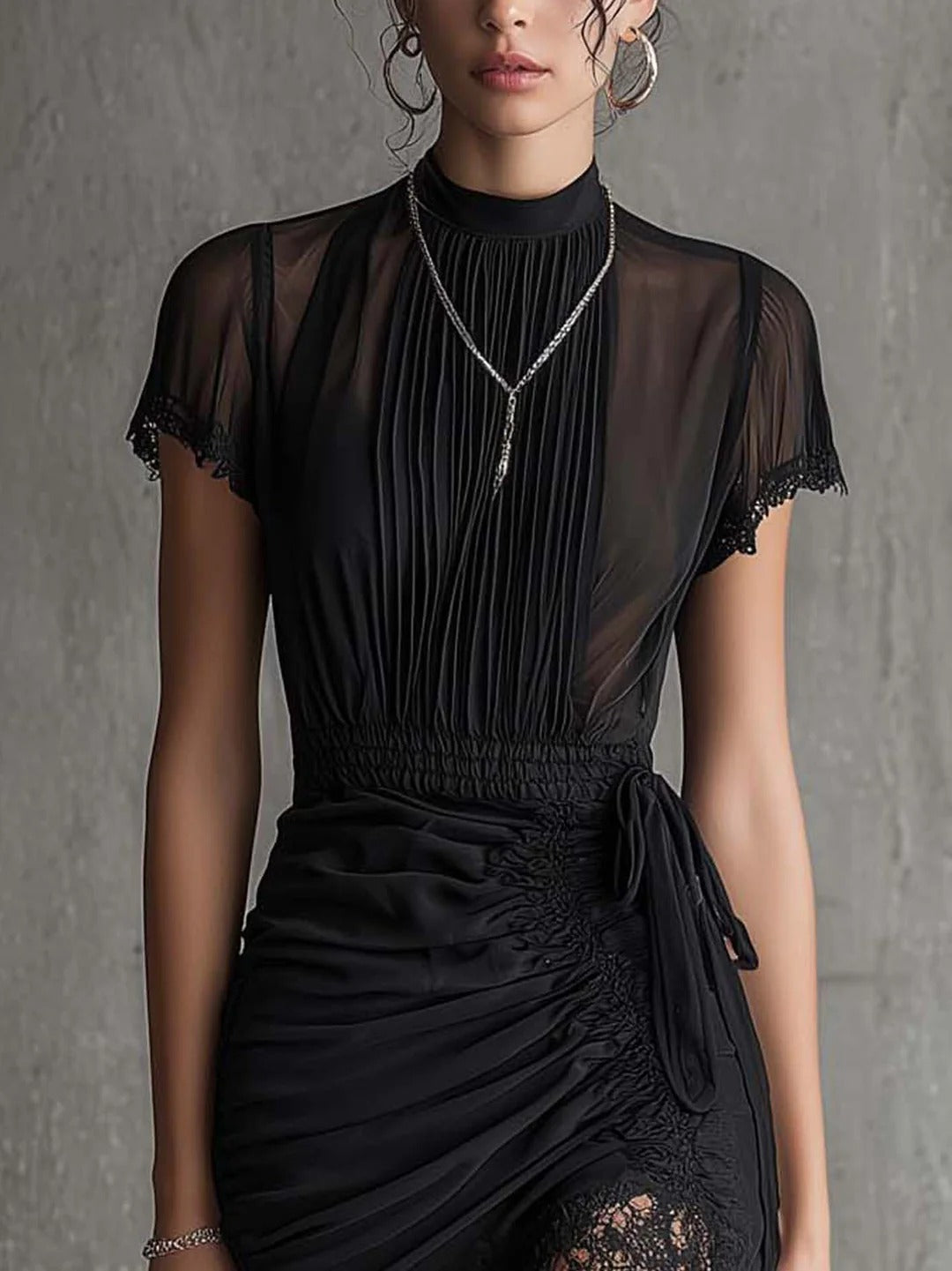 Marlowe | Marble Print Mini Dress with Flared Sleeves