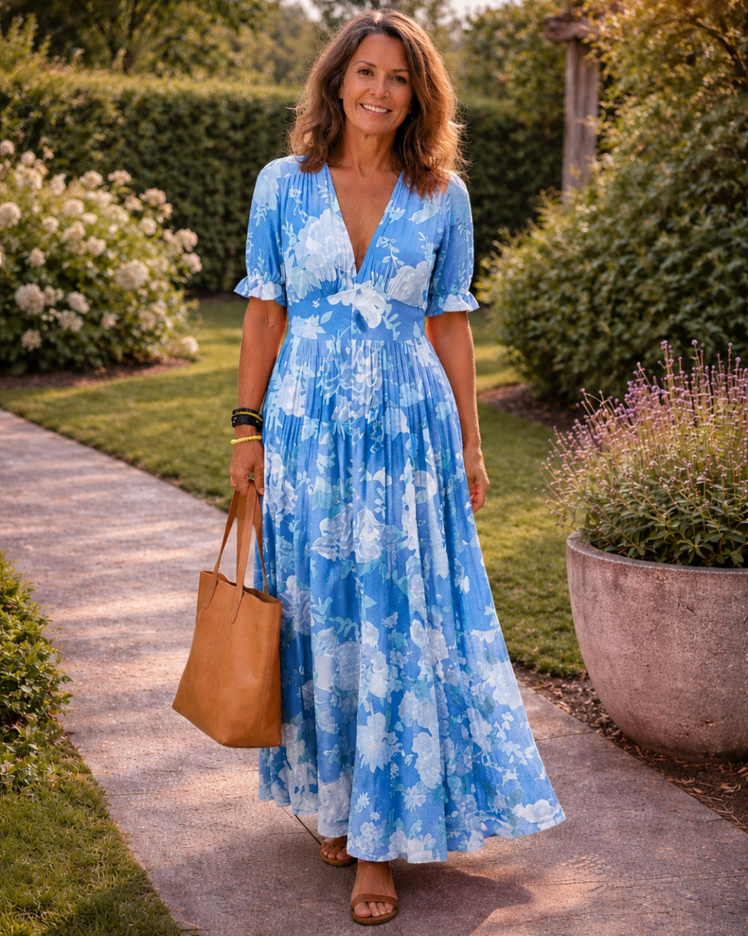 LIORA™ | Floral V-Neck Maxi Dress
