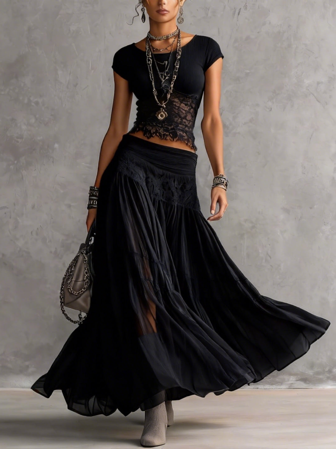 BEATRICE | LACE TOP AND PLEATED SKIRT SET